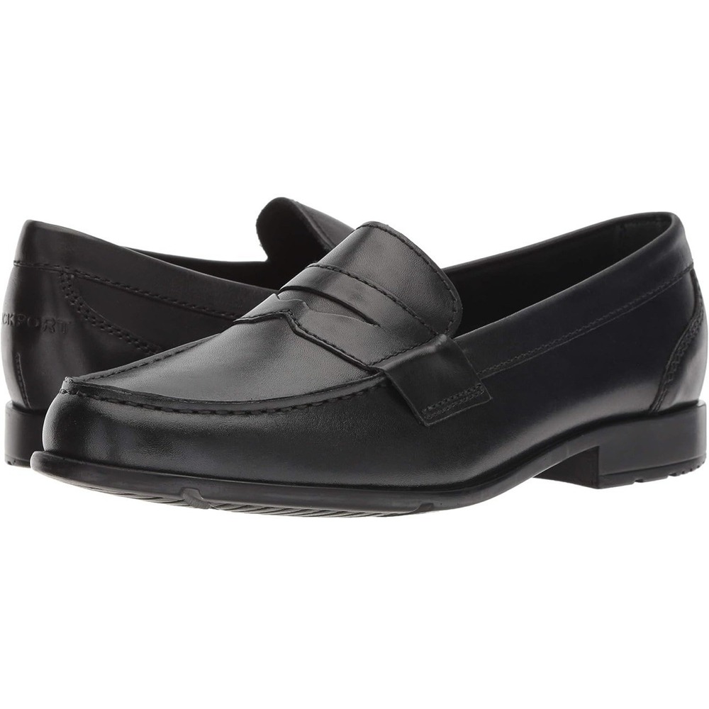 NEW Rockport Walkability Loafers Mens Black Leather Penny M76443 Dress Shoes 10W